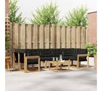 Teenpull Ensemble de canapé d'extérieur 8 pièces blanc noir avec bois d'acacia et textilène, ensemble de jardin avec salon, table, fauteuil, coussins confortables pour terrasse et jardin, facile
