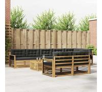 Teenpull Ensemble de canapé d'extérieur 9 pièces en polyester résistant aux intempéries avec table, fauteuil, canapé, canapé d'angle pour terrasse, jardin, salon, confortable et durable