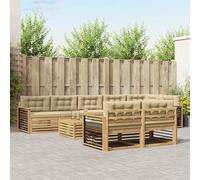 Teenpull Ensemble de canapé d'extérieur avec coussins, 9 pièces, en polyester blanc et beige, résistant aux intempéries, avec table, salon et canapés, salon moderne pour terrasse et confort de jardin