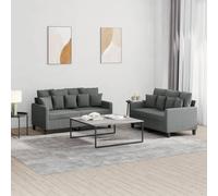 Teenpull Ensemble de canapés 2 pièces Gris foncé en Tissu 100% Polyester avec Coussins Confortables 7 Grands et 9 Petits pour Salon mobilier Durable et Structure Robuste Stable pour détente
