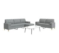 Teenpull Ensemble de canapés 3 pièces Tissu Polyester Gris Clair avec Coussins décoratifs et Repose-Pied, mobilier de Salon Confortable et Durable pour séjour et détente