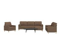 Teenpull Ensemble de canapés 4 pièces Marron en Tissu Polyester avec Repose-Pied et Coussins décoratifs, mobilier pour Salon Confortable, Robuste et modulable pour Espace de Vie