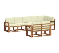 Teenpull Ensemble de canapés d'extérieur 8 pcs en Bois d'acacia Massif Naturel crème avec Coussins Confortables, mobilier de Jardin résistant aux intempéries pour terrasse et Patio détente Sociale