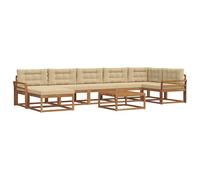 Teenpull Ensemble de canapés d'extérieur 8 pcs en Bois d'acacia Naturel Beige avec Coussins Confortables pour Jardin terrasse Piscine socialisation