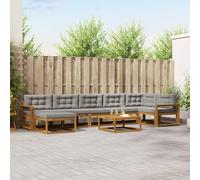 Teenpull Ensemble de canapés d'extérieur en Bois d'acacia Massif Gris Naturel et Clair 8 pièces avec Coussins Confortables pour Jardin terrasse Piscine socialisation