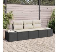 Teenpull Ensemble de canapés en polyrotin Noir avec Coussins 3 pièces, mobilier de Jardin modulaire léger résistant aux UV, canapé d'extérieur pour terrasse