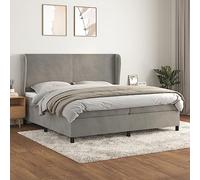 Teenpull Ensemble de lit à sommier tapissier, 200 x 200 cm, avec matelas à ressorts ensachés, housse en velours, tête de lit réglable, soutien moyennement dur, lit rembourré, pour meubles de chambre à