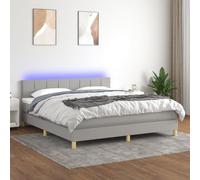 Teenpull Ensemble de lit à sommier tapissier avec matelas, éclairage LED et tête de lit réglable en hauteur, gris clair, 160 x 200 cm, housse en tissu respirant, meuble pour un sommeil réparateur