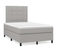 Teenpull Ensemble de lit à sommier tapissier avec matelas, éclairage LED et tête de lit réglable, rembourré gris clair, 120 x 190 cm, cadre de lit pour chambre à coucher, meubles, design moderne pour
