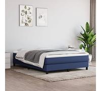 Teenpull Ensemble de lit à sommier tapissier en tissu avec matelas, 140 x 200 cm, bleu, cadre de lit rembourré pour meubles de chambre à coucher, avec surmatelas pour un sommeil réparateur