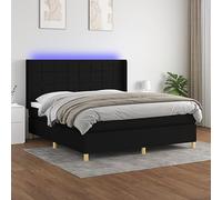 Teenpull Ensemble de lit à sommier tapissier moderne avec matelas, tête de lit réglable et éclairage LED noir, 180 x 200 cm, tissu rembourré résistant, pour un sommeil réparateur et un confort dans la