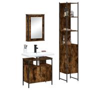Teenpull Ensemble de Meubles de Salle de Bain 3 pcs chêne fumé Bois d'ingénierie, Armoire à Miroir, Meuble sous lavabo 42x12x60 cm, 60x30x60 cm, Rangement spacieux pour Salle de Bain ordonnée