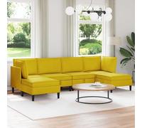Teenpull Ensemble de meubles de salon en velours jaune avec coussins et espace de rangement, 6 pièces en contreplaqué, ensemble ergonomique pour salon et rangement, intérieur avec mousse