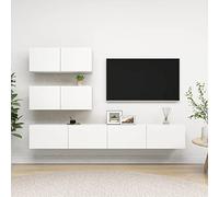 Teenpull Ensemble de Meubles TV 4 pcs Blanc en Bois d'ingénierie, Supports muraux, 2 unités 80x30x30 cm, 2 unités 100x30x30 cm, Meuble TV pour Salon et Chambre, Espace de Rangement Pratique