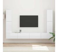 Teenpull Ensemble de meubles TV blanc brillant en bois 8 pièces avec tiroirs, compartiments et portes, polyvalent pour salon, home cinéma, rangement multimédia, avec gestion des câbles et espace de