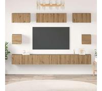 Teenpull Ensemble de meubles TV muraux en bois de chêne artisanal, centre multimédia moderne pour le salon, console TV polyvalente avec espace de rangement