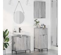 Teenpull Ensemble de mobilier de Salle de Bain 3 pcs Sonoma Gris Bois d'ingénierie 39,5 x 36 x 88 cm avec tiroirs et 7 étagères Meuble sous-Vasque et armoires pour Rangement intérieur