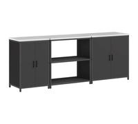 Teenpull Ensemble de Rangement Cuisine en Acier Noir avec 3 pièces, 6 étagères, 4 Portes, Meuble Buffet et Buffet Cabinet, idéal pour Kitchen Pantry et Kitchen Storage cabinets