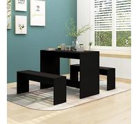 Teenpull Ensemble de salle à manger 3 pièces en bois robuste noir, idéal pour cuisine, salle à manger et restaurant, meubles modernes pour 2 à 4 personnes