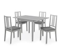 Teenpull Ensemble de salle à manger extensible en panneau MDF gris, design bois massif, pour cuisine et salle à manger, 4 chaises avec rembourrage, moderne