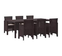 Teenpull Ensemble de Salle à Manger pour Jardin 7 pcs Marron en Poly Rattan Durable avec 6 chaises Confortables, idéal pour terrasse et Repas en Plein air, mobilier extérieur Pratique et léger