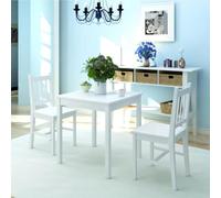 Teenpull Ensemble de Salle à Manger Trois pièces Pinède Blanc Bois de pin Table 70x70 cm chaises 2 pièces Stable Durable Facile à Assembler pour Cuisine Salon Repas