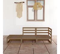 Teenpull Ensemble de salon de jardin 3 pièces en pin massif marron miel pour la détente en plein air, design modulaire, ensemble de meubles de terrasse robustes avec capacité de charge de 110 kg par