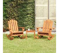 Teenpull Ensemble de Salon de Jardin Adirondack 3 pièces Bois Acacia Massif Finition Huile, chaises à Bascule Confortables 110 kg, Table Basse 40x40x36 cm idéal mobilier extérieur Patio Jardin