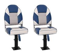 Teenpull Ensemble de sièges de Bateau Pliables Lot de 4 avec Dossier Haut en PVC et Aluminium réglable en Hauteur pour voilier Catamaran croisière Navigation Marine Pont