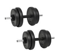 Teenpull Ensemble d'haltères 14 pcs 20 kg avec Barres Acier et disques Ciment Plastique, Poids réglable pour Musculation Fitness entraînement Force Biceps Triceps Dos Jambes Torse à Domicile Gym