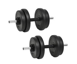 Teenpull Ensemble d'haltères 14 pcs 20 kg avec Barres Acier et disques Ciment Plastique, Poids réglable pour Musculation Fitness entraînement Force Biceps Triceps Dos Jambes Torse à Domicile Gym