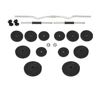 Teenpull Ensemble d'haltères 60 kg avec Barres en Acier chromé et plaques en Ciment revêtues Plastique, Poids réglable pour Musculation, Fitness, entraînement Force Biceps Triceps Dos épaule