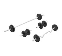 Teenpull Ensemble d'haltères et Barres 30 kg Acier chromé avec Poids réglables pour Musculation Fitness à Domicile, entraînement Force Biceps Triceps Dos Jambes Torse, serrures étoiles sécurisées