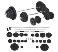 Teenpull Ensemble d'haltères et Barres d'haltères 120 kg en Ciment avec Barres d'acier, disques réglables pour Musculation, Fitness, entraînement Force à Domicile, curl Biceps, Squat, développé, Dos