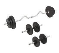 Teenpull Ensemble d'haltères et Barres d'haltères 30 kg en Ciment avec disques réglables, Barres en Acier, verrous en étoile, idéal pour Musculation, entraînement Force, Biceps, Triceps, Dos