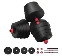 Teenpull Ensemble haltère Barre 2-en-1 30 kg Noir et Rouge avec Poids réglables, plaques Fonte Lest, Barre Olympique pour Musculation, entraînement Force, curl, Squat et développé à Domicile