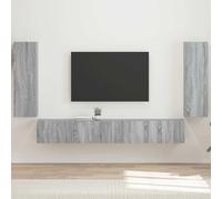 Teenpull Ensemble Meuble TV Mural 4 pcs Gris Sonoma Bois d'ingénierie, 29,5 x 31 x 100 cm, 4 Portes pivotantes, Grand Rangement, Meuble TV pour Salon et Chambre, Centre de Divertissement élégant