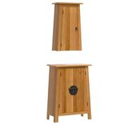 Teenpull Ensemble Meubles Salle de Bain 2 pcs Bois de pin Massif Armoire Murale et latérale 59x32x80 cm Rangement spacieux Style Vintage Pratique pour optimiser Espace