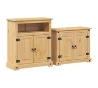 Teenpull Ensemble Meubles Salle de Bain 2 pcs Corona Bois pin Massif Finition Cire Miel Armoire et Meuble-Vasque 73x33x60 cm Rangement Pratique Durable