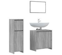 Teenpull Ensemble Meubles Salle de Bain 3 pcs Sonoma Gris Bois d'ingénierie avec Miroir 60x45 cm Armoire Moyenne 30x30x95 cm sous lavabo 60x33x60 cm Rangement Pratique pour Salle de Bain