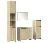 Teenpull Ensemble Meubles Salle de Bain 4 pcs chêne Sonoma Bois d'ingénierie 30x30x183,5 cm Armoire lavabo Miroir Rangement Pratique Durable