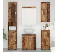 Teenpull Ensemble mobilier Salle de Bain Tulum Bois Ancien en Bois d'ingénierie 60x34x63 cm avec Miroir, 8 Portes, 14 étagères, Meuble sous lavabo et cabinets pour Rangement Durable et Moderne