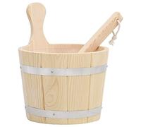 Teenpull Ensemble Seau et louche Sauna Bois Massif de pin Durable 5 L avec louche Longue 36 cm pour hammam Spa Relaxation Bien-être Chaleur Vapeur