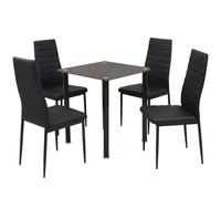 Teenpull Ensemble Table et Chaise de Salle à Manger 5 pièces Noir avec Dessus en Verre trempé Cadre Acier laqué 70x70x75 cm 4 chaises rembourrées Confort Cuisine Salon