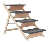 Teenpull Escalier pour Chien Pliable en Bois de Sapin Massif Gris 105x47 cm avec Surface antidérapante pour lit canapé Voiture, Aide à Monter descendre en Toute sécurité
