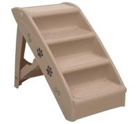 Teenpull Escaliers Pliables pour Chiens et Chats Marron 62x40x49,5 cm, marches antidérapantes légères, Support jusqu'à 75 kg, Aide d'accès pour canapé, lit, Fauteuil, véhicule