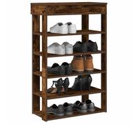 Teenpull Étagère à chaussures en bois de chêne fumé 60 x 30 x 98 cm Meuble pour chaussures d'entrée, organiseur avec espace de rangement
