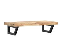 Teenpull Étagère de Vasque Murale en Acier Noir et Bois Massif d'acacia 100x40 cm avec Support trapèze Solide pour Meuble de Salle de Bains, Meuble lavabo Flottant, Rangement Efficace et Durable