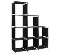 Teenpull Étagère d'escalier d'affichage en Tissu Noir 130x45x170 cm bibliothèque avec 9 Compartiments Ouverts Rangement pour Livres Objets décoration Salon Chambre