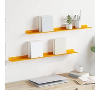 Teenpull Étagère Flottante 2 pcs Jaune Moutarde en Acier 80 x 9 x 2,5 cm, étagères murales Gain de Place pour Rangement intérieur, Support Solide pour Livres et Objets décoratifs